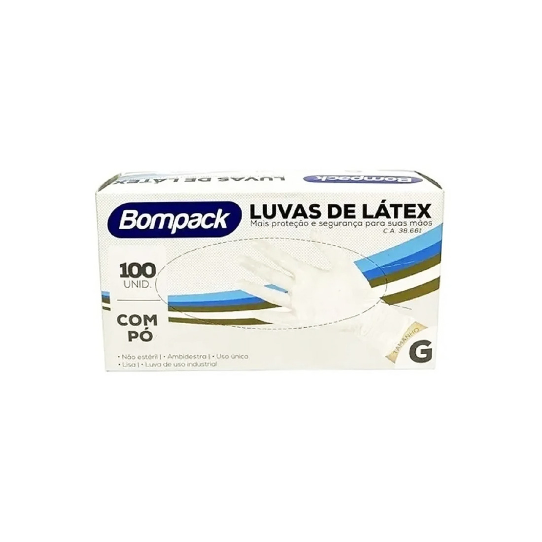 LUVA LATEX BOMPACK C/ 100 UN - TAMANHO G