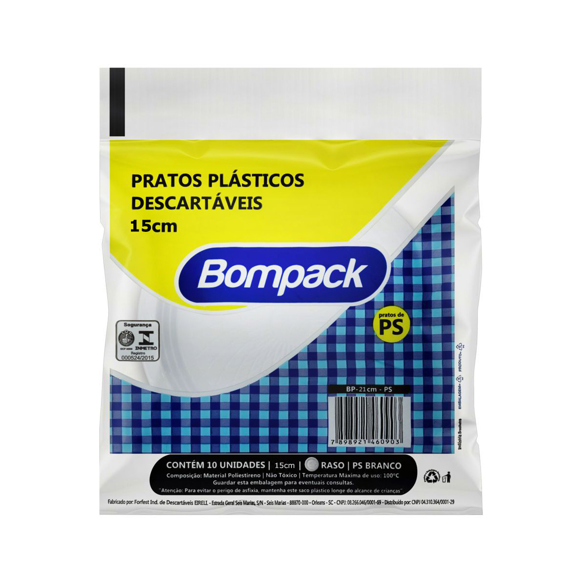 PRATO PLASTICO DESCARTAVEL 15CM PS BOMPACK